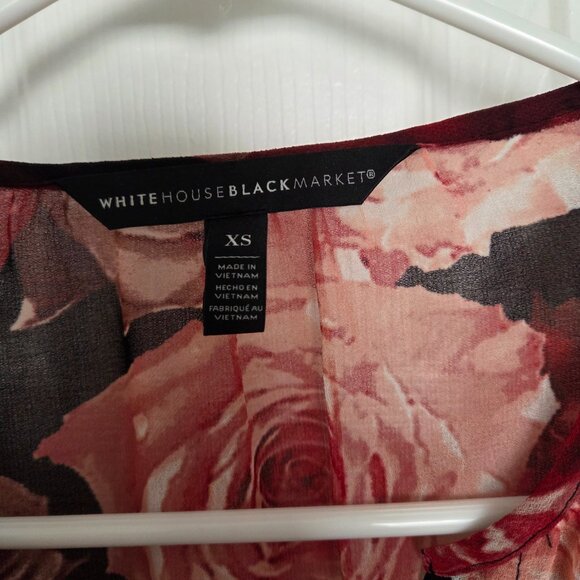 WHBM Sheer Floral Blouse with Pink and Red Roses, Size XS - Picture 2 of 5